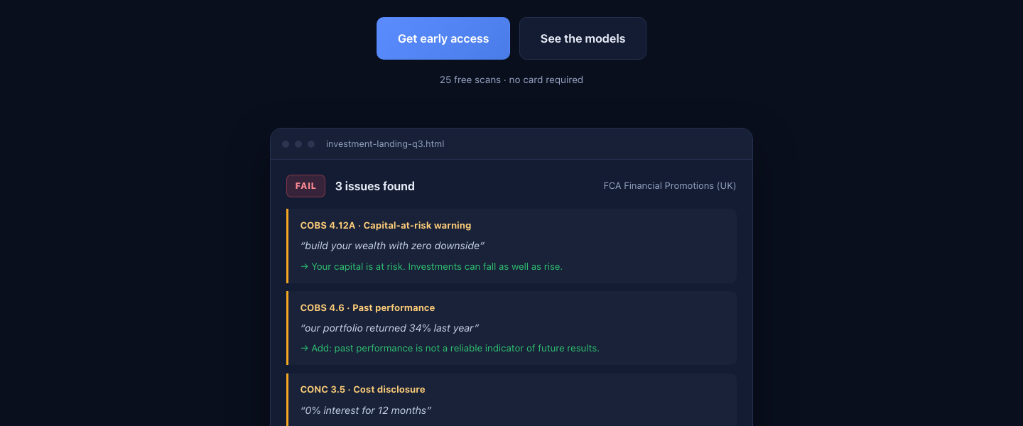 The Passmark homepage: check any copy against any rulebook, before it ships